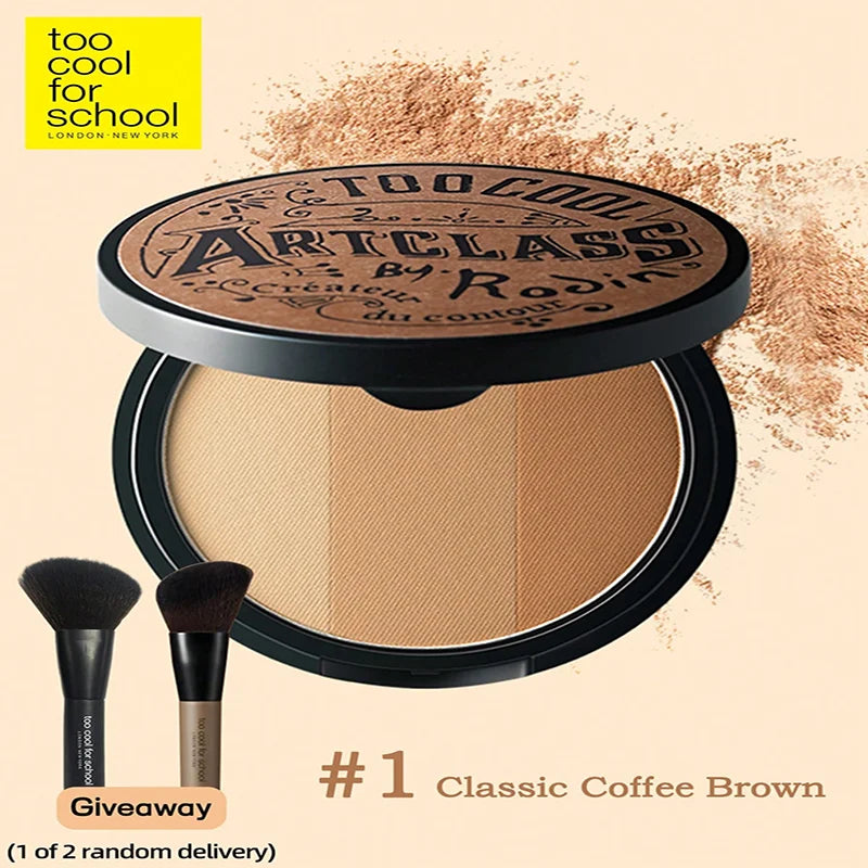 K-Beauty Matte Powder Contour Palette with Brush, Light, Smooth