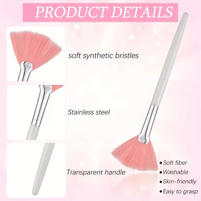 8pcs/set  Facial Brushes Fan Makeup Brushes Soft Portable Mask Brushe Spa Headband