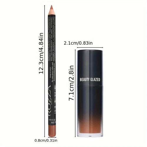 2pcs/Set Smooth Lip Liner+Lip Oil Set Lip Combo Waterproof Lip Liner  Makeup