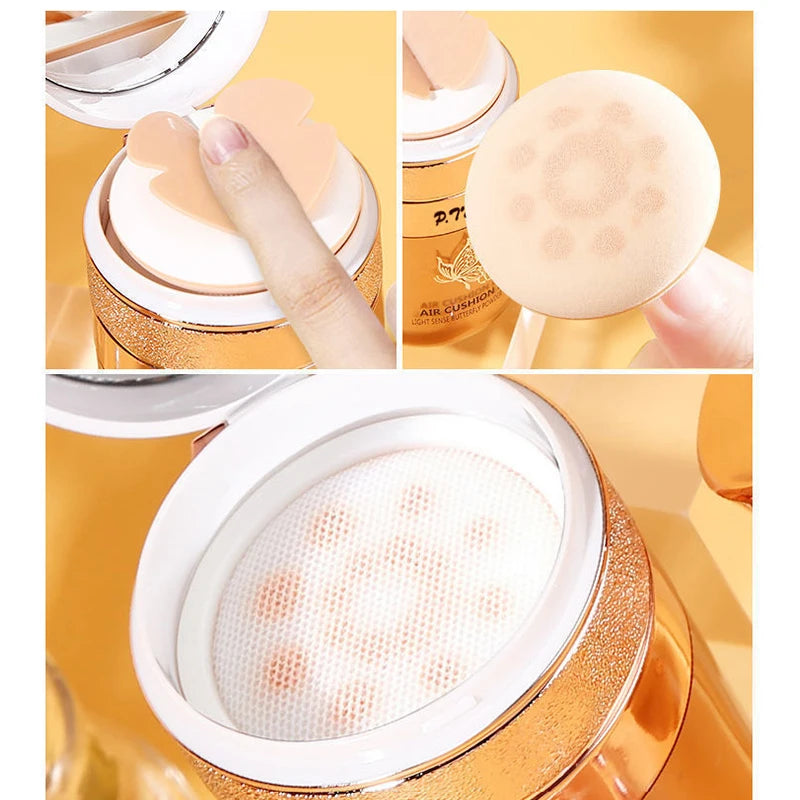Air Cushion BB Cream Moisturizing Foundation Concealer Whitening Oil-control Waterproof Butterfly Powder