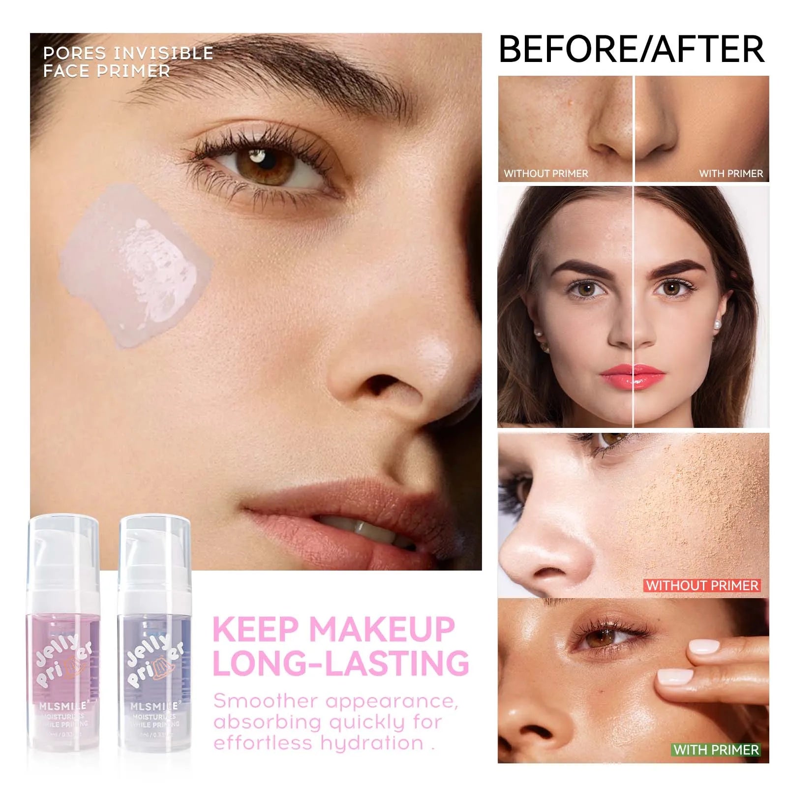 Hydration Boost Primer - Lightweight, Oil-Free, Matte Finish, Transparent Gel For All Skin Types