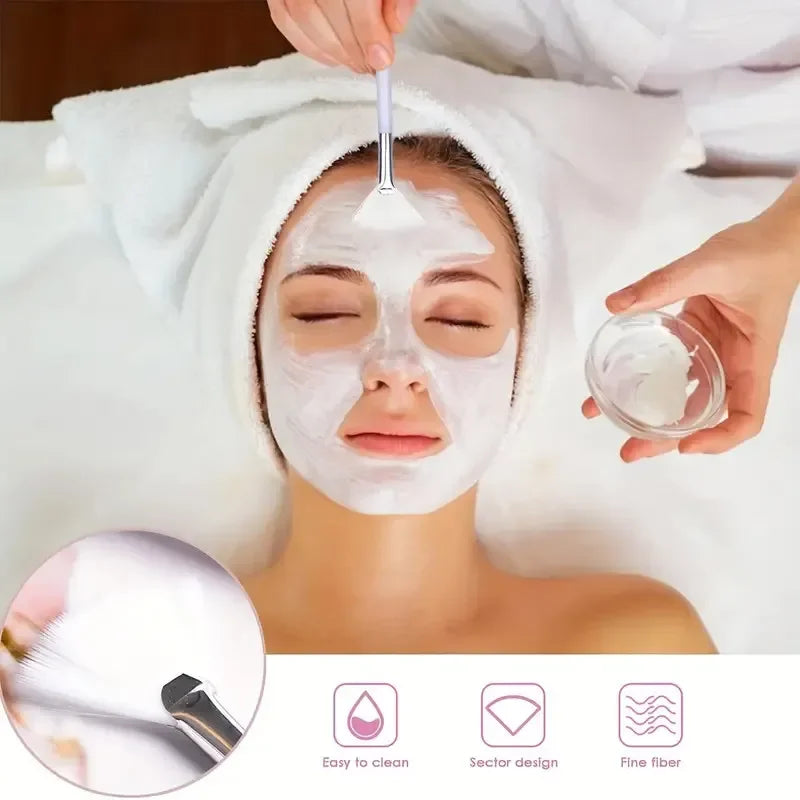 8pcs/set  Facial Brushes Fan Makeup Brushes Soft Portable Mask Brushe Spa Headband