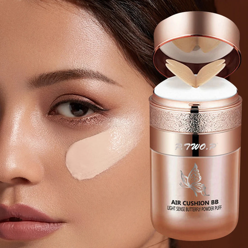 Air Cushion BB Cream Moisturizing Foundation Concealer Whitening Oil-control Waterproof Butterfly Powder