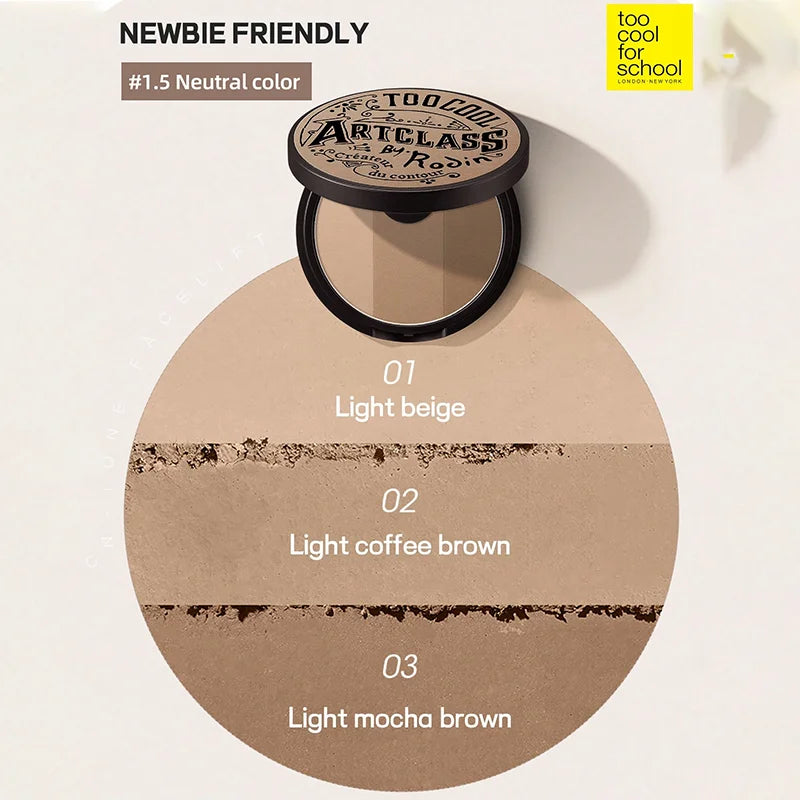 K-Beauty Matte Powder Contour Palette with Brush, Light, Smooth