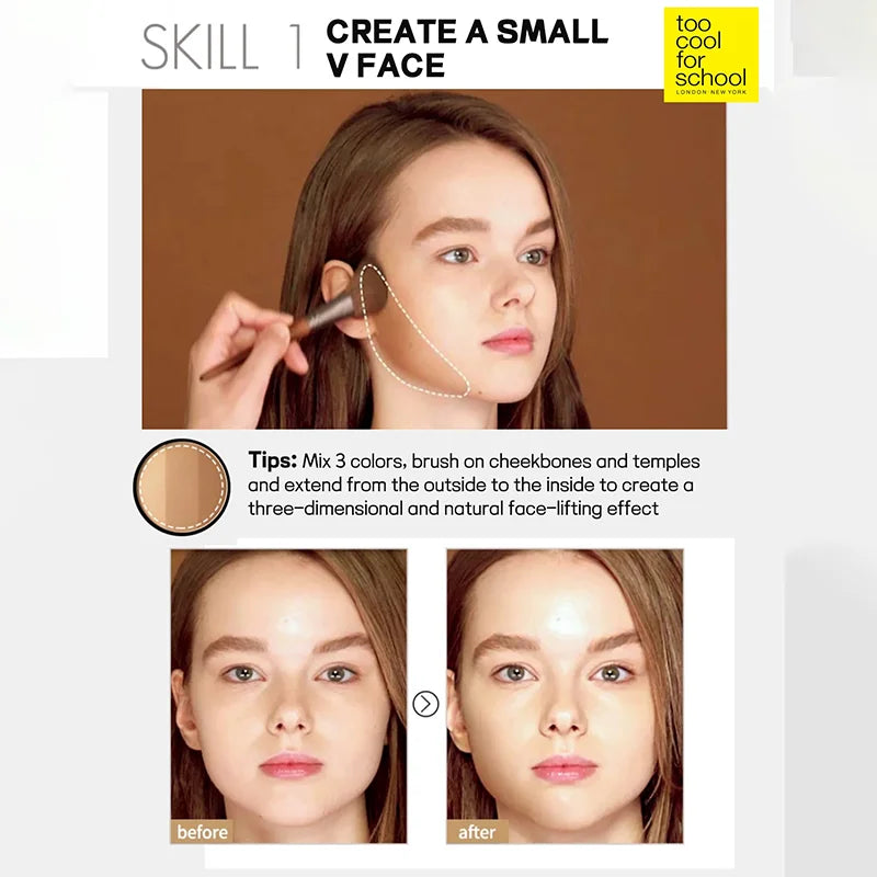 K-Beauty Matte Powder Contour Palette with Brush, Light, Smooth