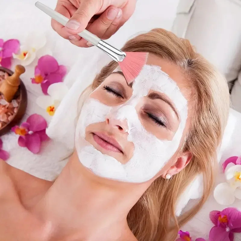 8pcs/set  Facial Brushes Fan Makeup Brushes Soft Portable Mask Brushe Spa Headband