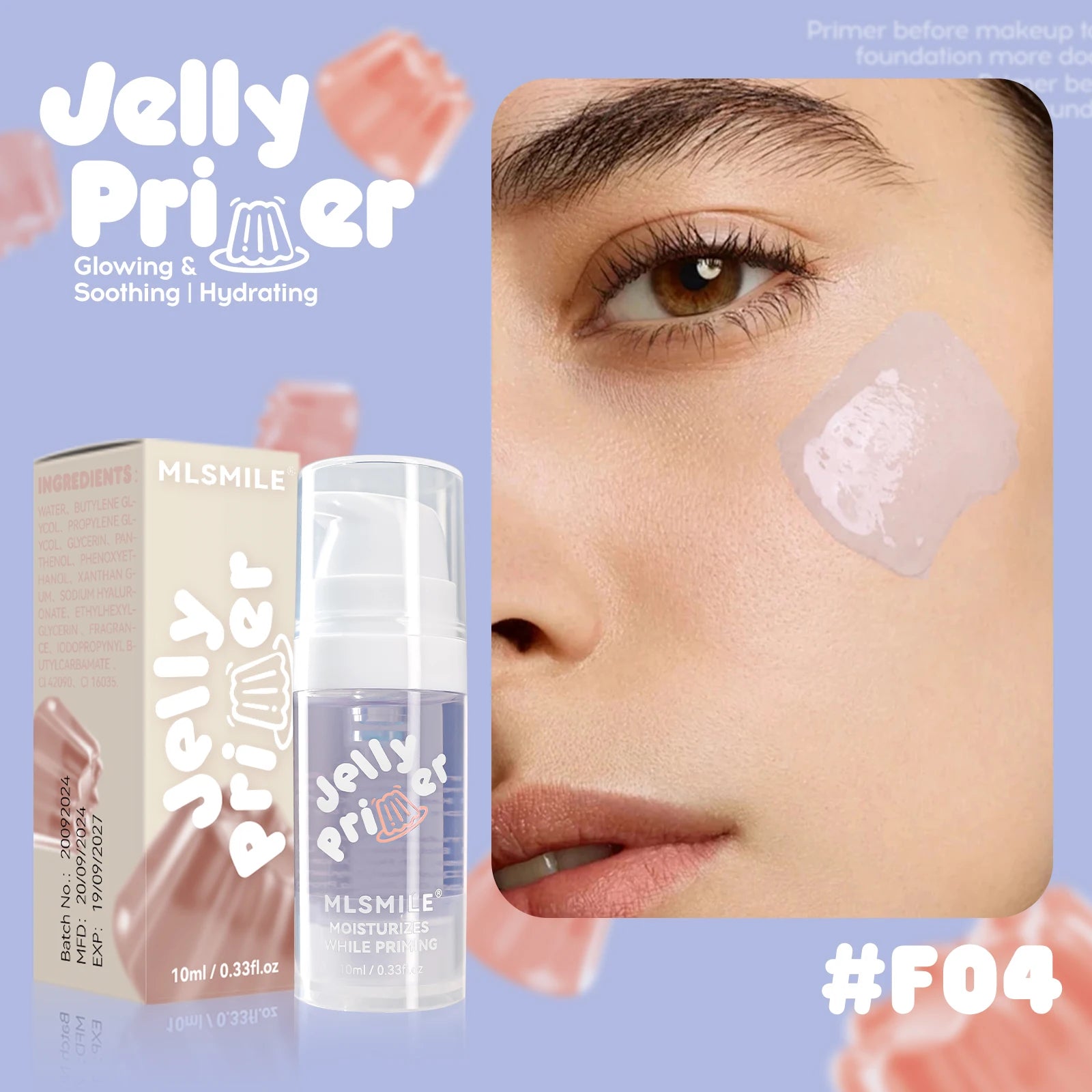 Hydration Boost Primer - Lightweight, Oil-Free, Matte Finish, Transparent Gel For All Skin Types