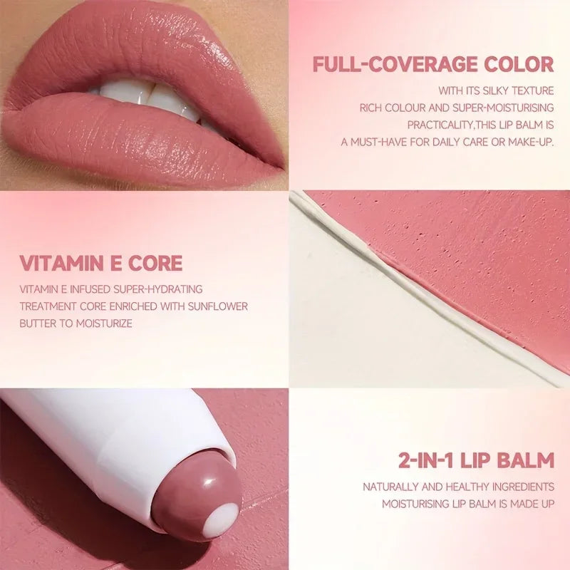 Moisturizing Lipstick Balm Hydrating Long-Lasting Lip Glaze Non-Stick Formula Nude Tone Lip Care