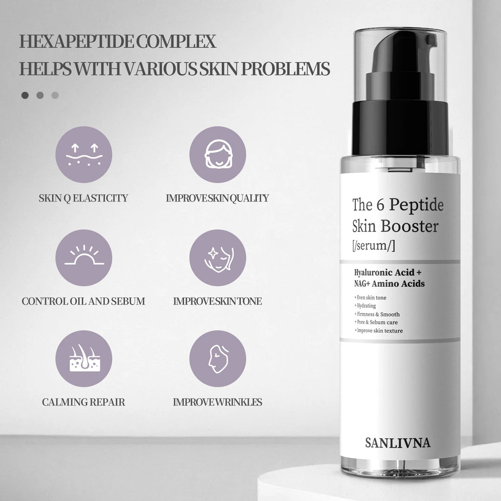 6 Peptide Skin Collagen Serum, Face Niacinamide and Hyaluronic Acid Moisturizer
