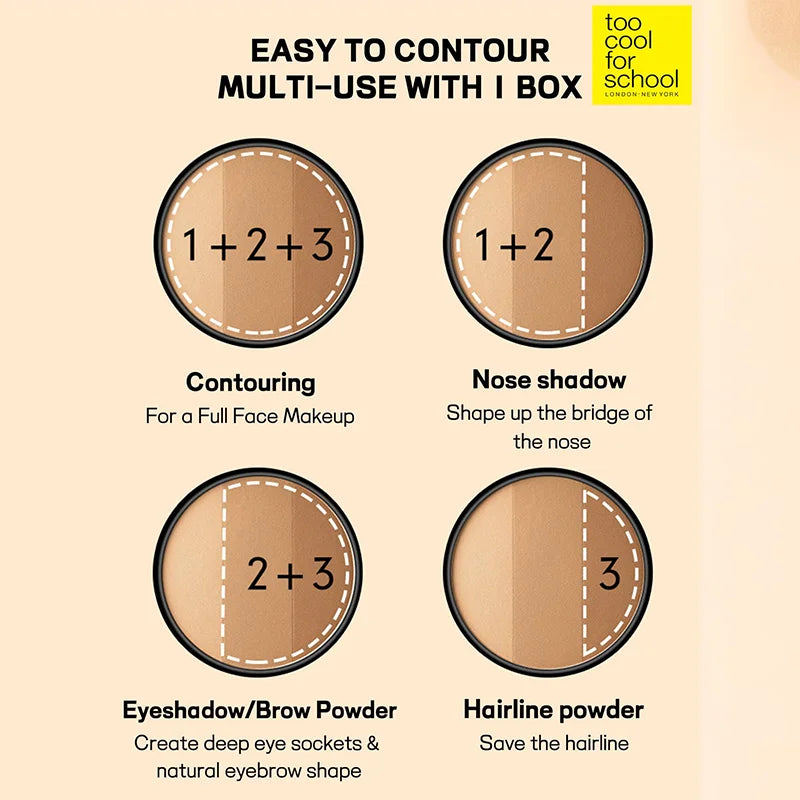 K-Beauty Matte Powder Contour Palette with Brush, Light, Smooth