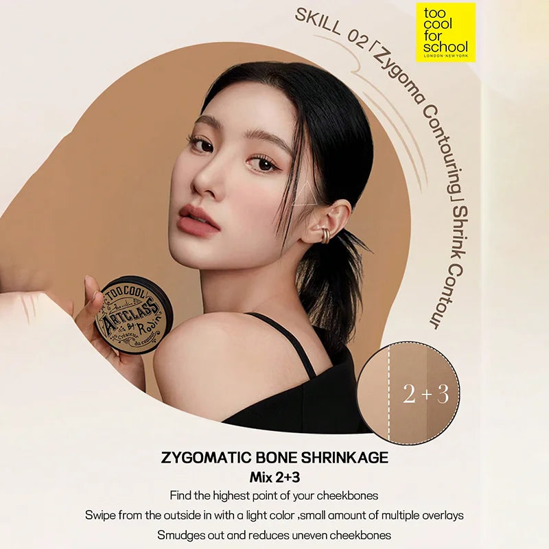 K-Beauty Matte Powder Contour Palette with Brush, Light, Smooth