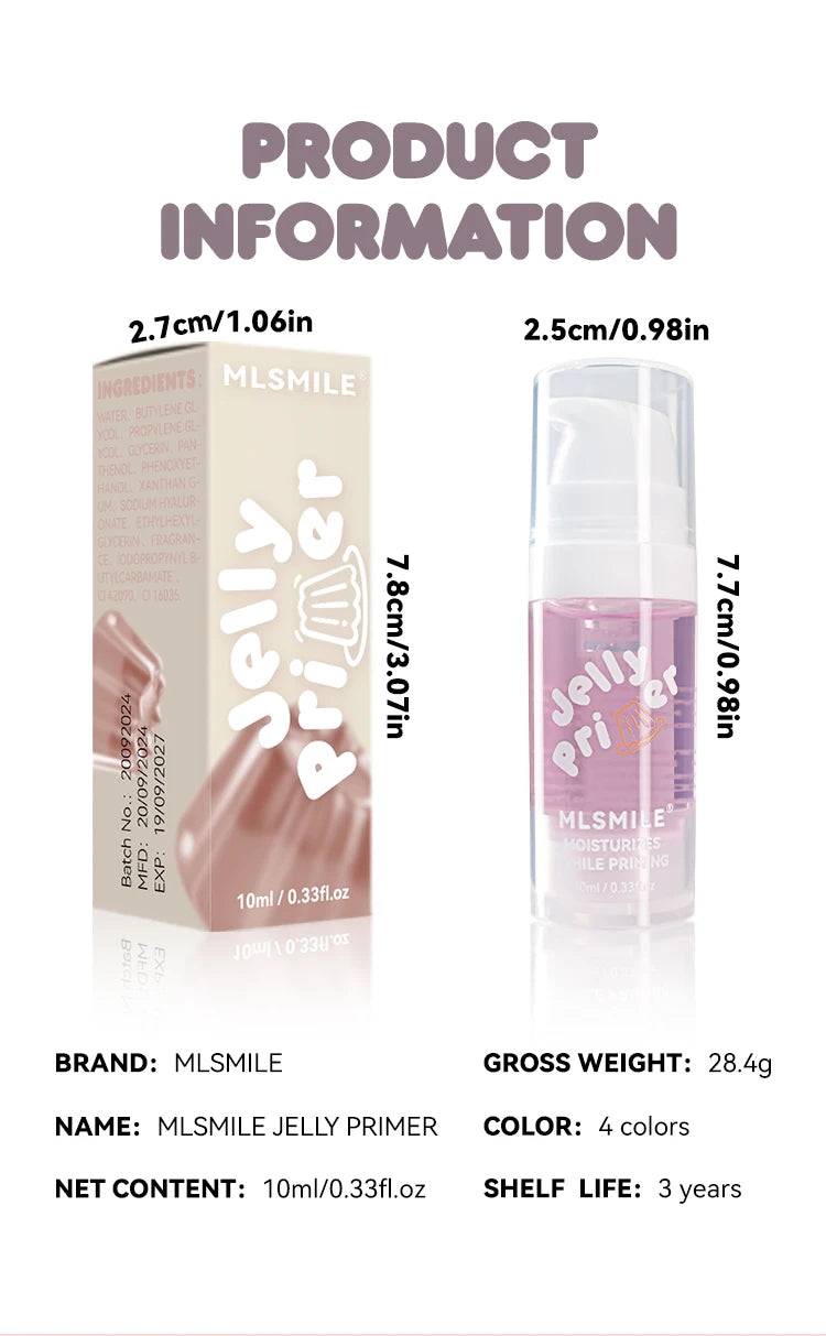 Hydration Boost Primer - Lightweight, Oil-Free, Matte Finish, Transparent Gel For All Skin Types
